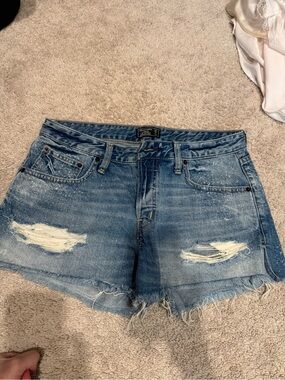 Abercrombie and fitch Distressed low-Rise Denim Shorts - Blue